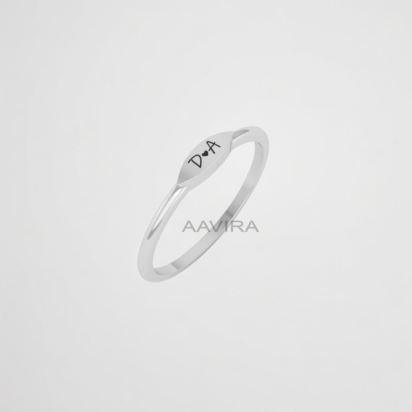Customization Band Ring/Custom Signet Ring/Initial Band Ring/Silver Stacking Ring/Minimalist Heart Engrave Ring/Couple Initial Ring/Gifts