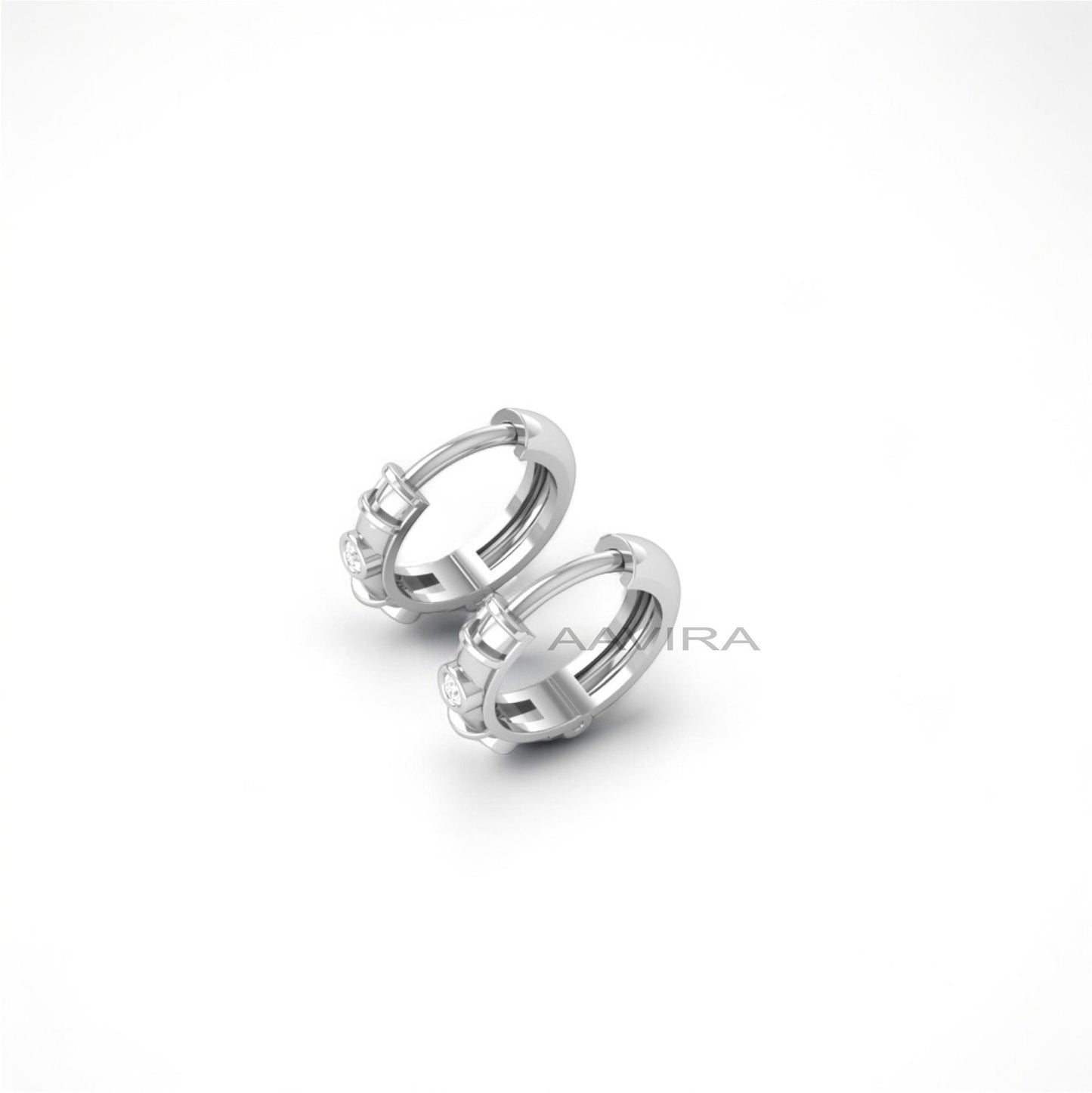 Bezel Set Diamond Hoop Earrings, Dainty Diamond Earrings, Minimalist Earrings, Handmade Earrings, Diamond Hoop Earrings, Gift For Women's