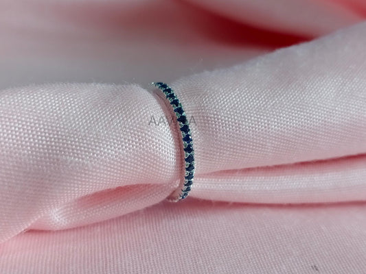 Blue Sapphire Band Ring, Wedding Band Ring Size 4, Thin Ring, September Birthstone Ring, Sapphire Eternity Band, Gift For Her, Women's Band