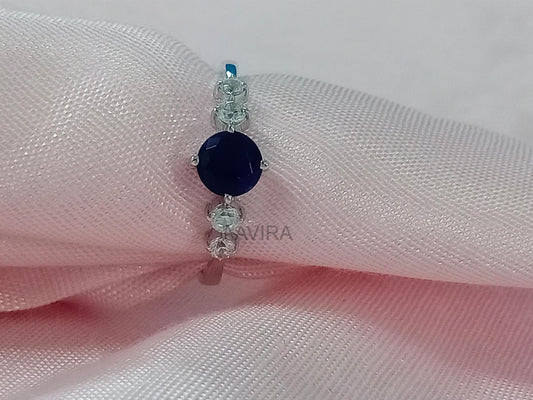 Blue Sapphire & Diamond Ring In Stock, Dainty Engagement Ring, Anniversary Ring Gift, Ring Size 5.25, September Birthstone, Ready To Ship