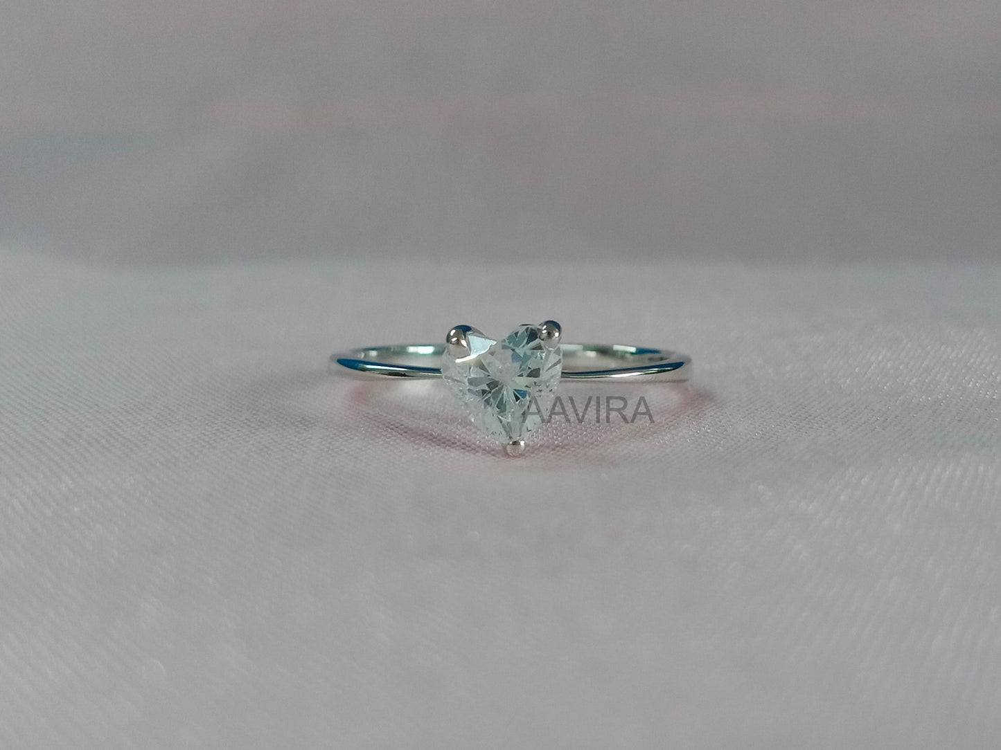 Solitaire Heart Cut Engagement Diamond Ring, Dainty Heart Diamond Size 7, 925 Sterling Silver, 3 Prong Solitaire Heart, Gifts For Girlfriend