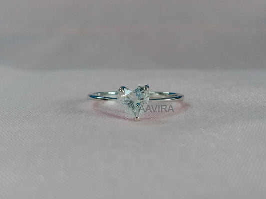 Solitaire Heart Cut Engagement Diamond Ring, Dainty Heart Diamond Size 7, 925 Sterling Silver, 3 Prong Solitaire Heart, Gifts For Girlfriend