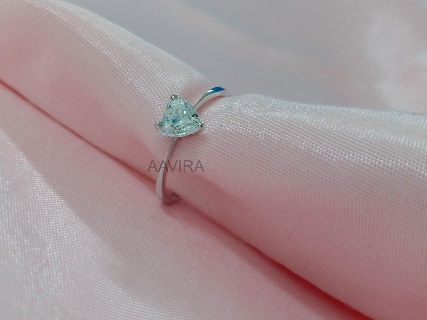 Solitaire Heart Cut Engagement Diamond Ring, Dainty Heart Diamond Size 7, 925 Sterling Silver, 3 Prong Solitaire Heart, Gifts For Girlfriend
