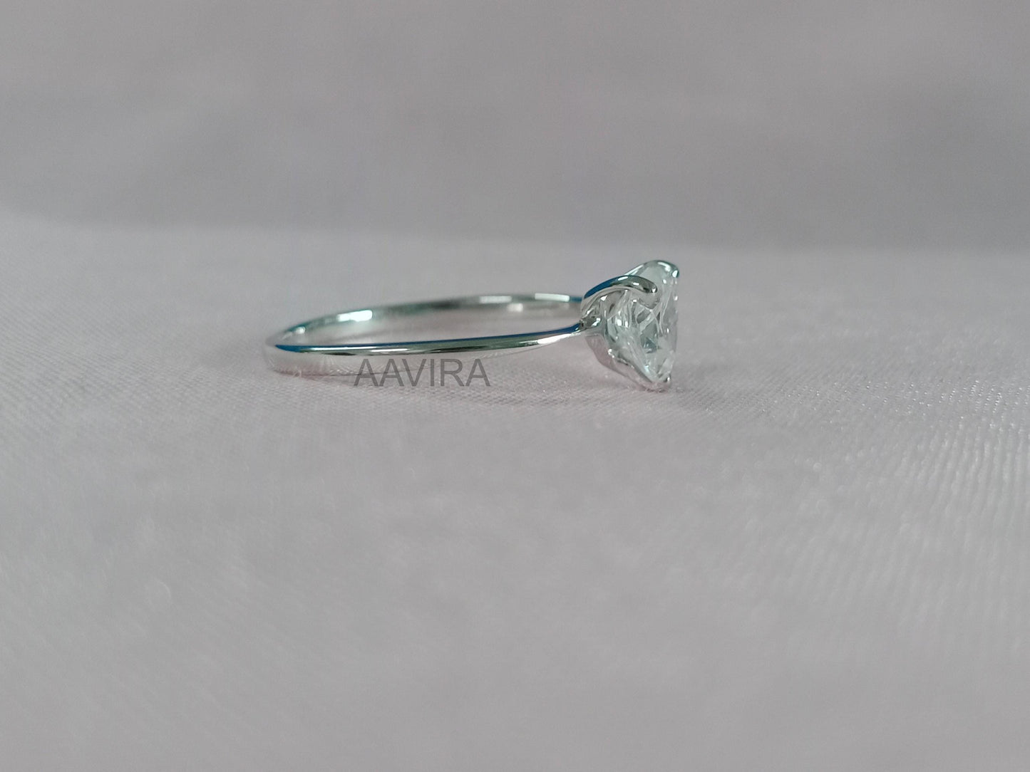 Solitaire Heart Cut Engagement Diamond Ring, Dainty Heart Diamond Size 7, 925 Sterling Silver, 3 Prong Solitaire Heart, Gifts For Girlfriend