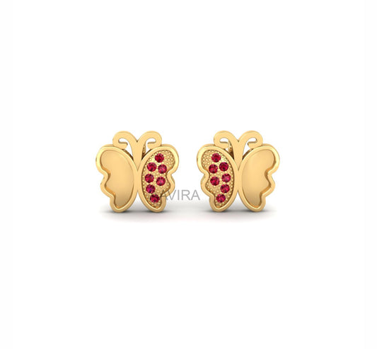 Butterfly Red Ruby Stud Earrings, July Birthstone Earrings, Minimalist Earrings, Anniversary Gifts, Delicate Stud Earring, Gemstone Earrings