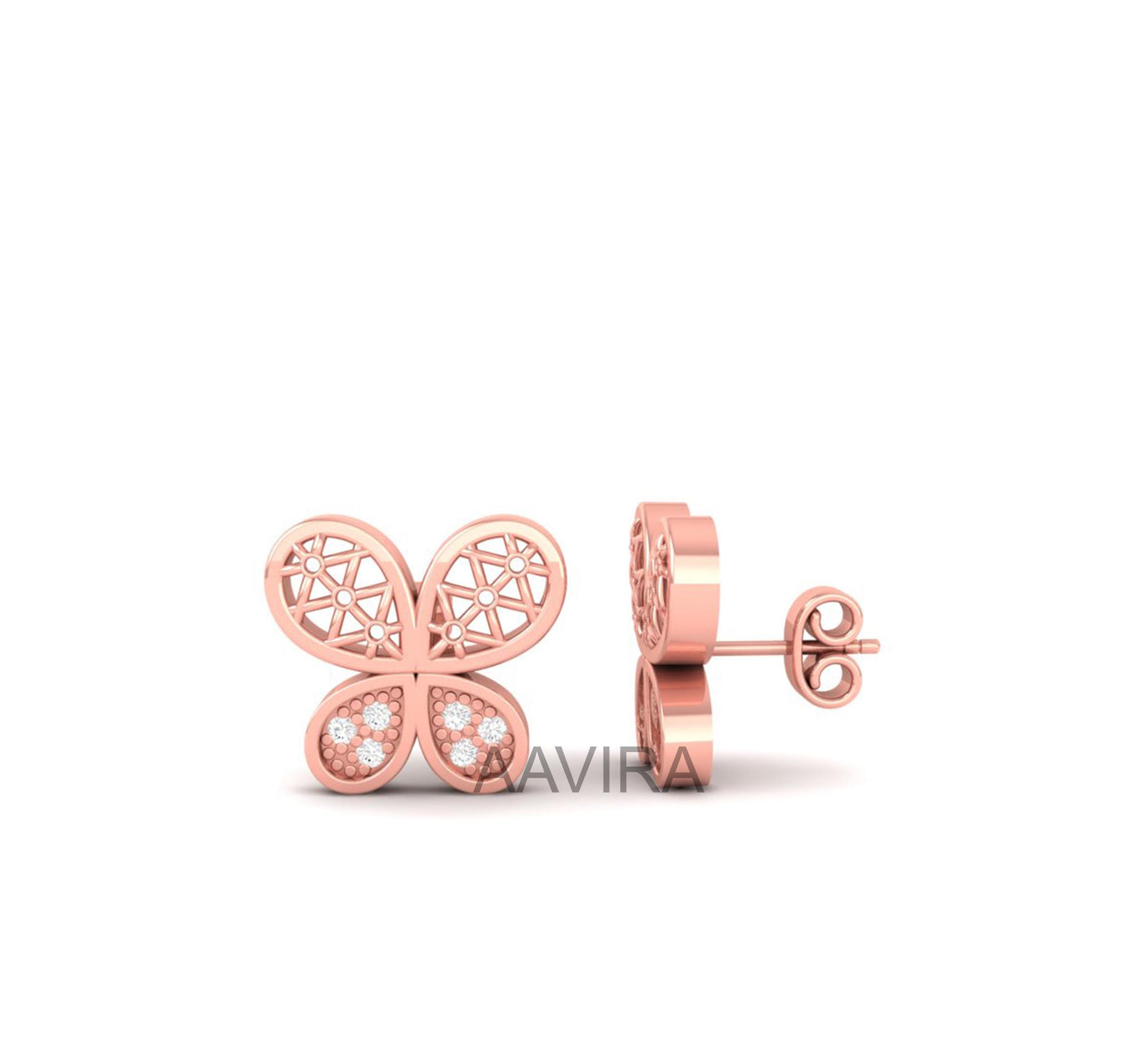 Moissanite Diamond Butterfly Earrings, 14k White Gold Stud Earrings, Diamond Jewelry, Moissanite Stud Earrings, Daily Use Earrings, Gifts