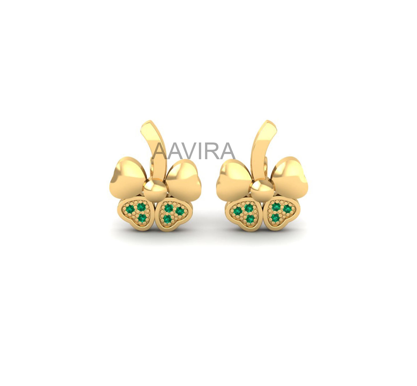 Green Emerald Stud Earrings, Flower Earrings, Gemstone Stud Earrings, Daily Use Earrings, Birthday Gift, Stud Earrings, Heart Shape Studs