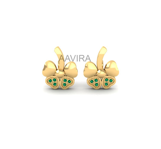 Green Emerald Stud Earrings, Flower Earrings, Gemstone Stud Earrings, Daily Use Earrings, Birthday Gift, Stud Earrings, Heart Shape Studs