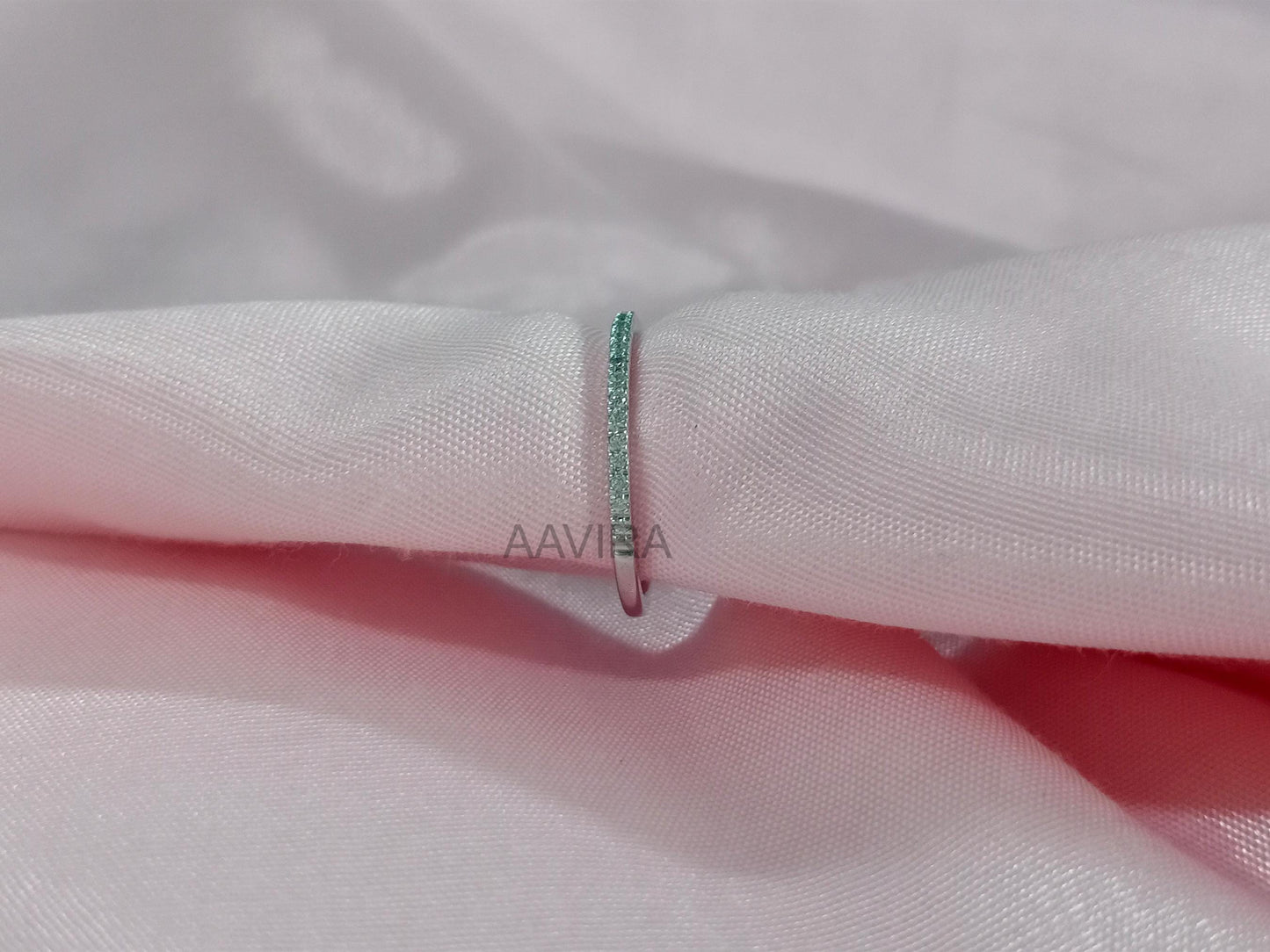 Half Eternity Ring Band, Simple Wedding Band, 14k White Gold Plated, Minimalist Ring, Stackable Band, Silver Band Ring, Anniversary Gifts