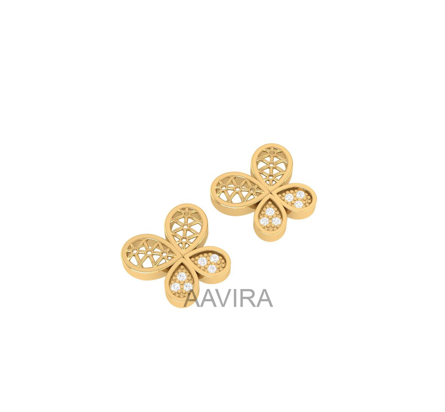 Moissanite Diamond Butterfly Earrings, 14k White Gold Stud Earrings, Diamond Jewelry, Moissanite Stud Earrings, Daily Use Earrings, Gifts