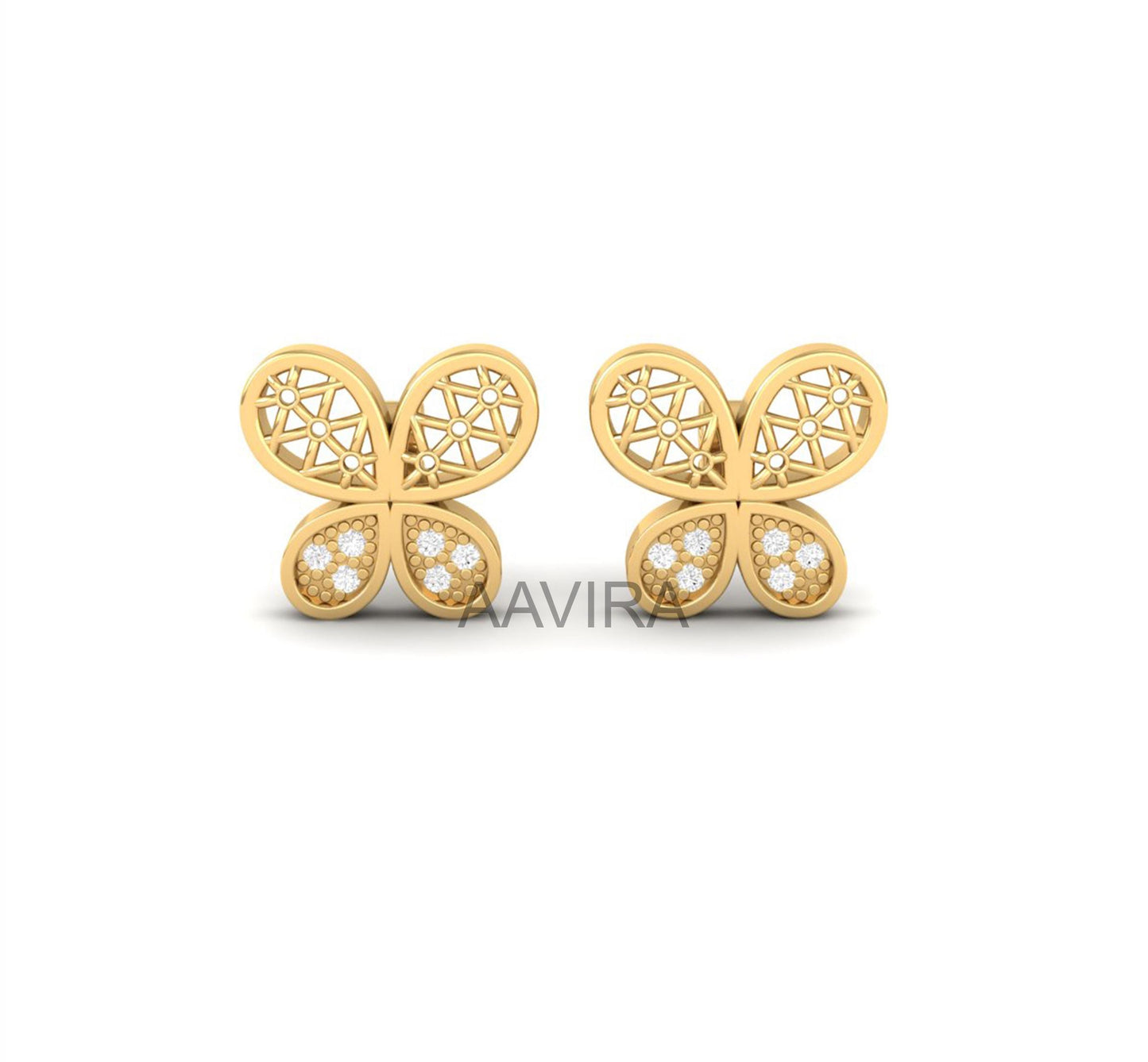 Moissanite Diamond Butterfly Earrings, 14k White Gold Stud Earrings, Diamond Jewelry, Moissanite Stud Earrings, Daily Use Earrings, Gifts