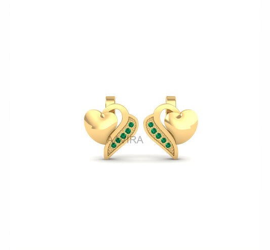 Green Emerald Heart Shape Stud Earrings, Ruby Heart Stud Earrings, Birthstone Earrings For Everyday, 14k Yellow Gold Emerald Earrings, Gifts