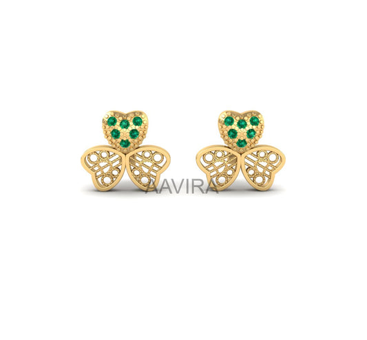 Daily Use Earrings, Heart Shape Emerald Stud Earrings, Ruby Earrings, Anniversary Gift, Butterfly Shape Earrings, Green Stud Earrings, Gifts