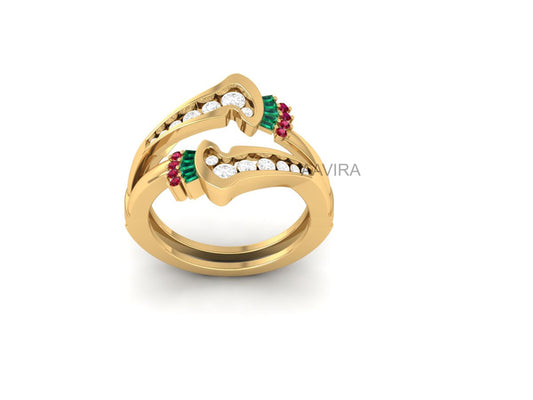 Wedding Wrap Green Emerald Taper Band, Taper Cut Enhancer Ring, Engagement Ring, Curved Wedding Band, Marquise Enhancer Ring, Gemstone Ring