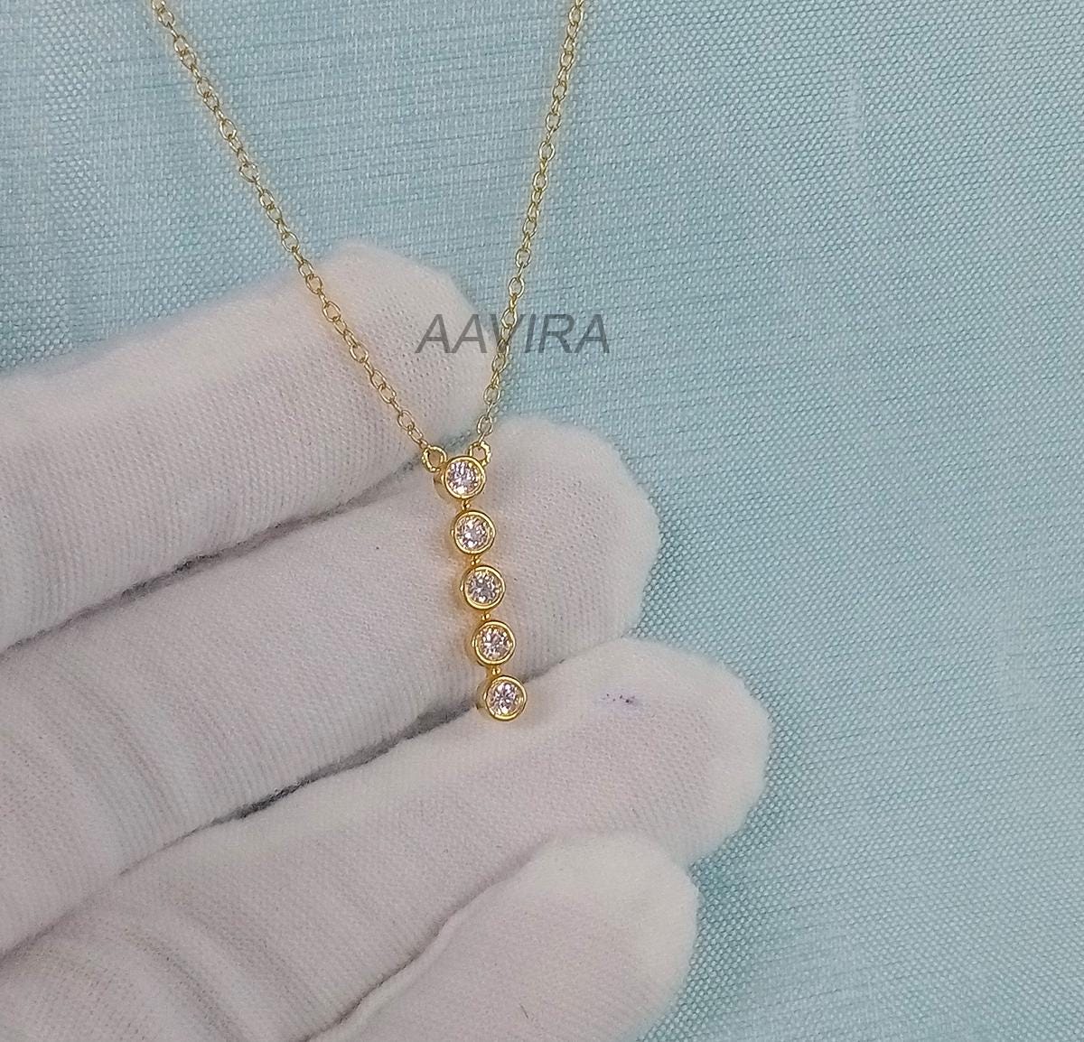 Bar Necklace, Vertical Diamond Drop Necklace, Minimalist Stacking Necklace, Simple Stone Pendant, Gift for Her, Anniversary Gift For Women