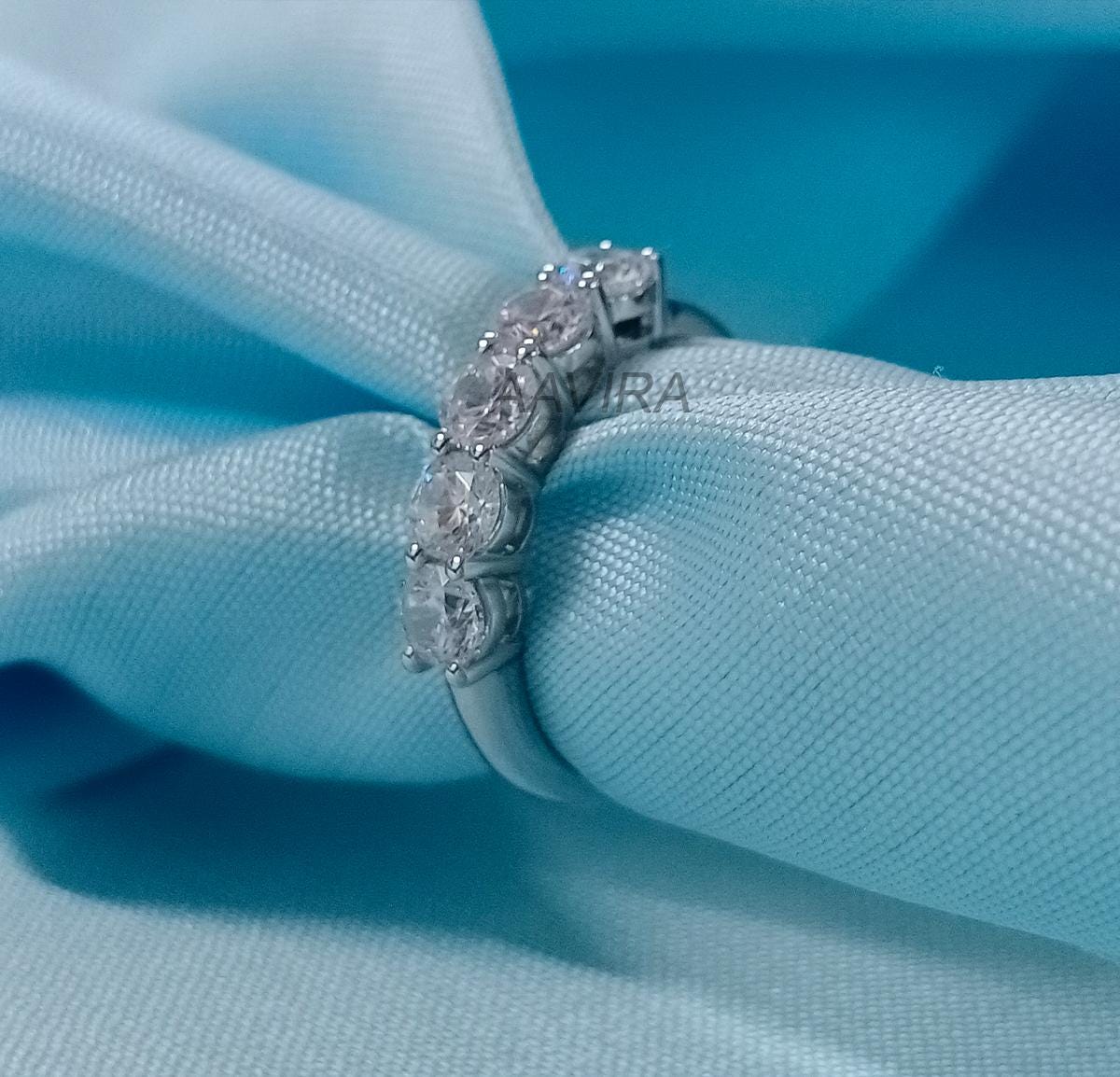 Women's Wedding Band Ring, Diamond Ring, Five Stone Diamond Band, 925 Sterling Silver Ring, Dainty Band Ring, Anniversary Gift For Wife