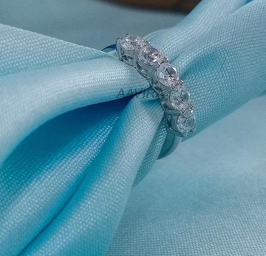 Women's Wedding Band Ring, Diamond Ring, Five Stone Diamond Band, 925 Sterling Silver Ring, Dainty Band Ring, Anniversary Gift For Wife