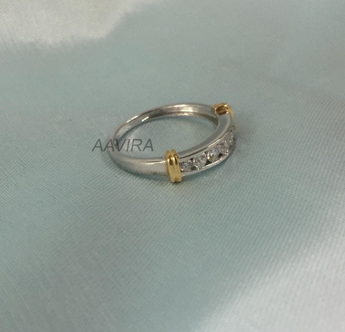 Two Tone Plated Diamond Women's Band, Diamond Band, Channel Set Diamond Ring, Birthday Gift Ring, Gift For Mom, Women's Moissanite Band Ring