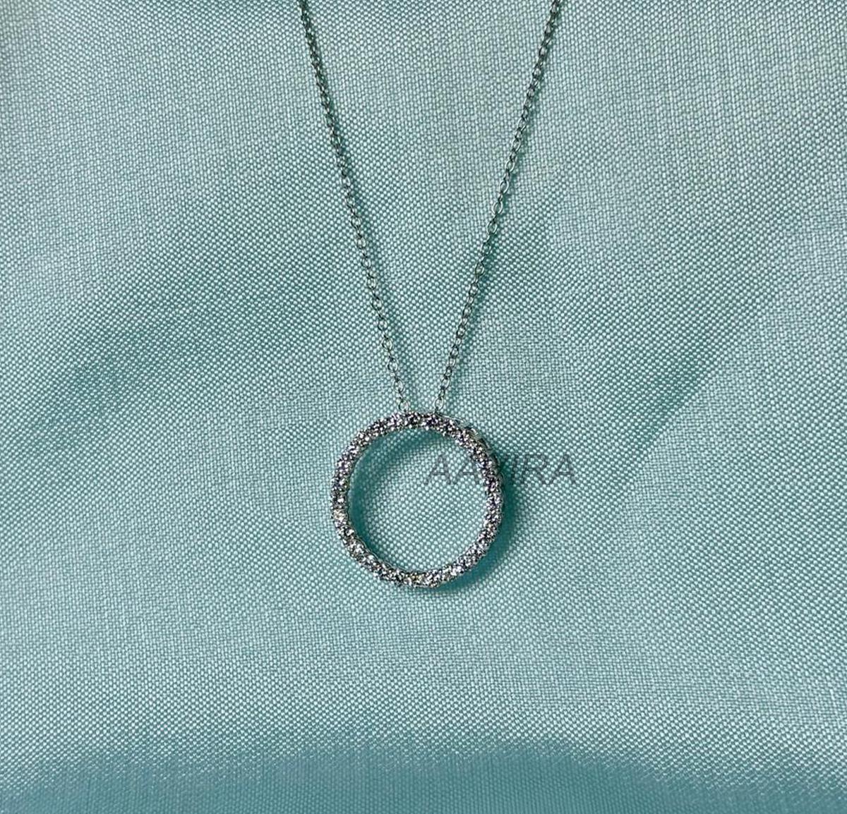 Circle Diamond Pendant Necklace, Dainty 925 Silver Chain Necklace, Diamond Jewelry, Round Moissanite Handmade Pendant, Gifts For Mom, Gifts