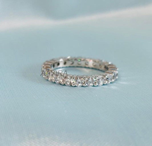 Full Eternity Rings For Women, Moissanite Diamond Ring, Diamond Wedding Band, Minimalist Ring, Stackable Band Ring, Anniversary Gift For Her