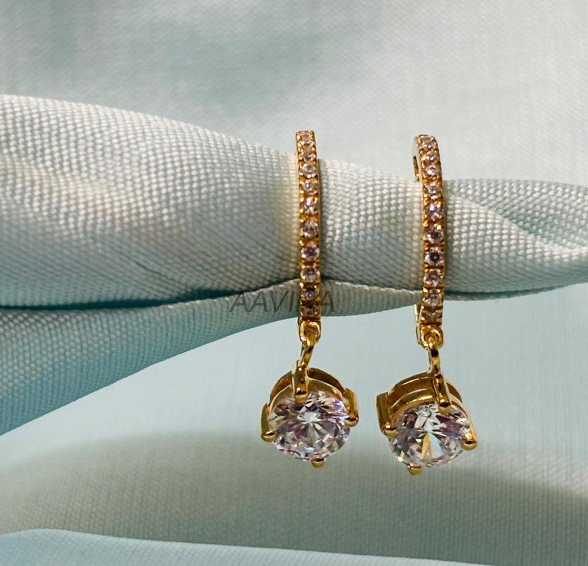 Moissanite Diamond Dangle Drop Earrings, Drop & Dangle Earrings, Party Wear Diamond Earrings, Birthday Gift For Her, Dainty Drop Earrings