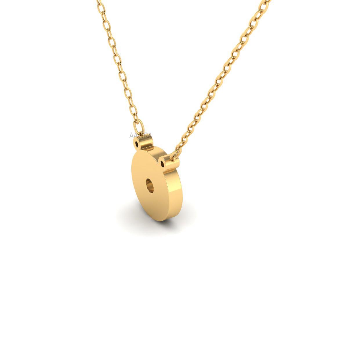 Round Sterling Silver Pendant For Women, Round Ring Pendant, 14k Yellow Gold Plated Chain Pendant, Women's Gift, Unique Disk Pendant, Gifts