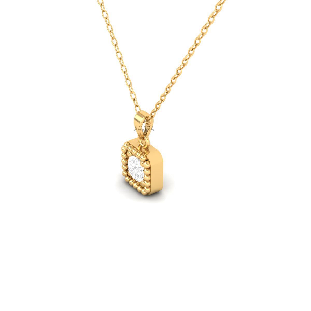Square Shape Round Diamond Pendant, Round Diamond Pendant, Everyday Pendant Necklace, Minimalist Pendant For Mom, Solitaire Pendant, Gifts
