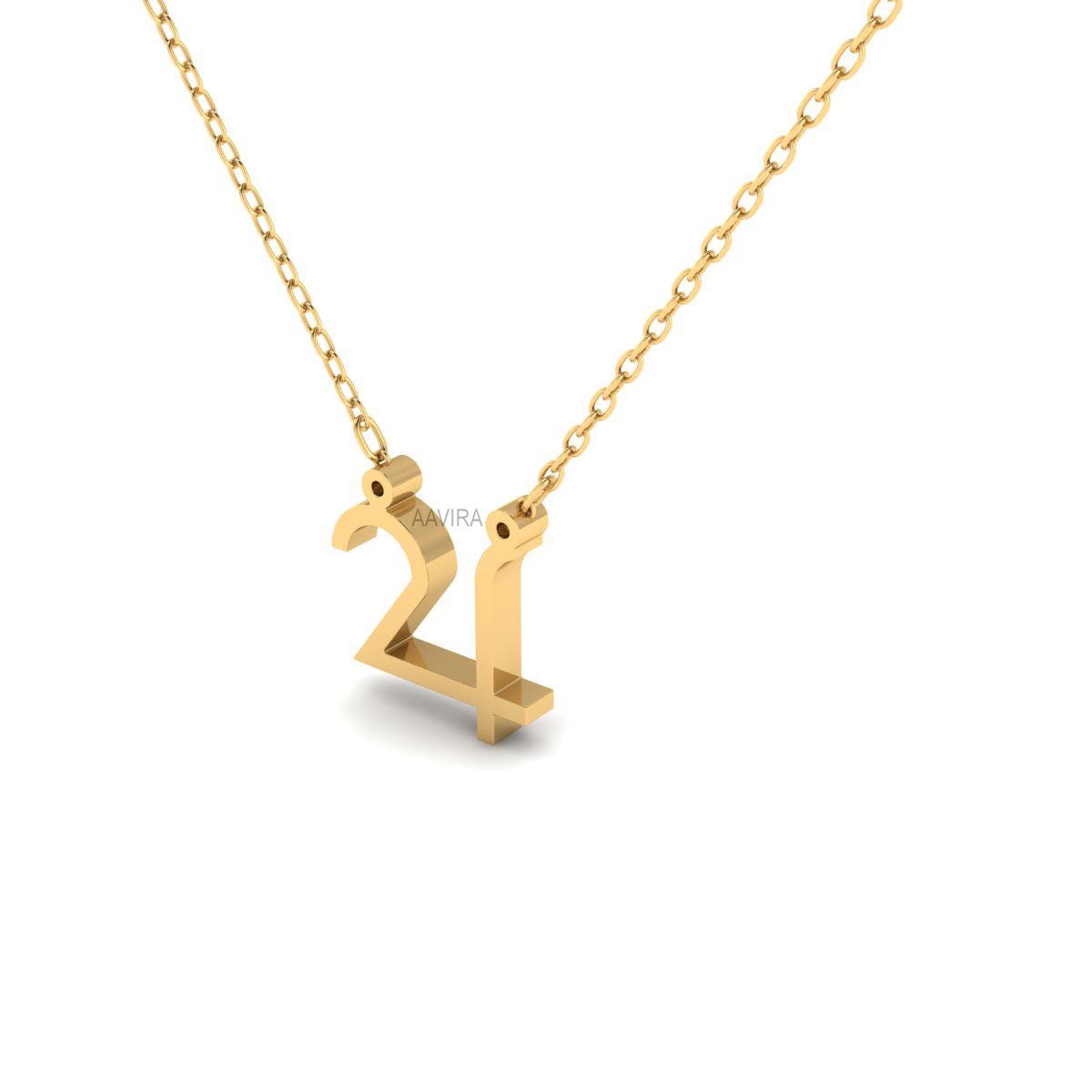 Personalized Number Necklace, Number Pendant Necklace, Birthday Gift, 24 Charm Pendant, Silver Number Necklace, 24 Number Pendant For Her
