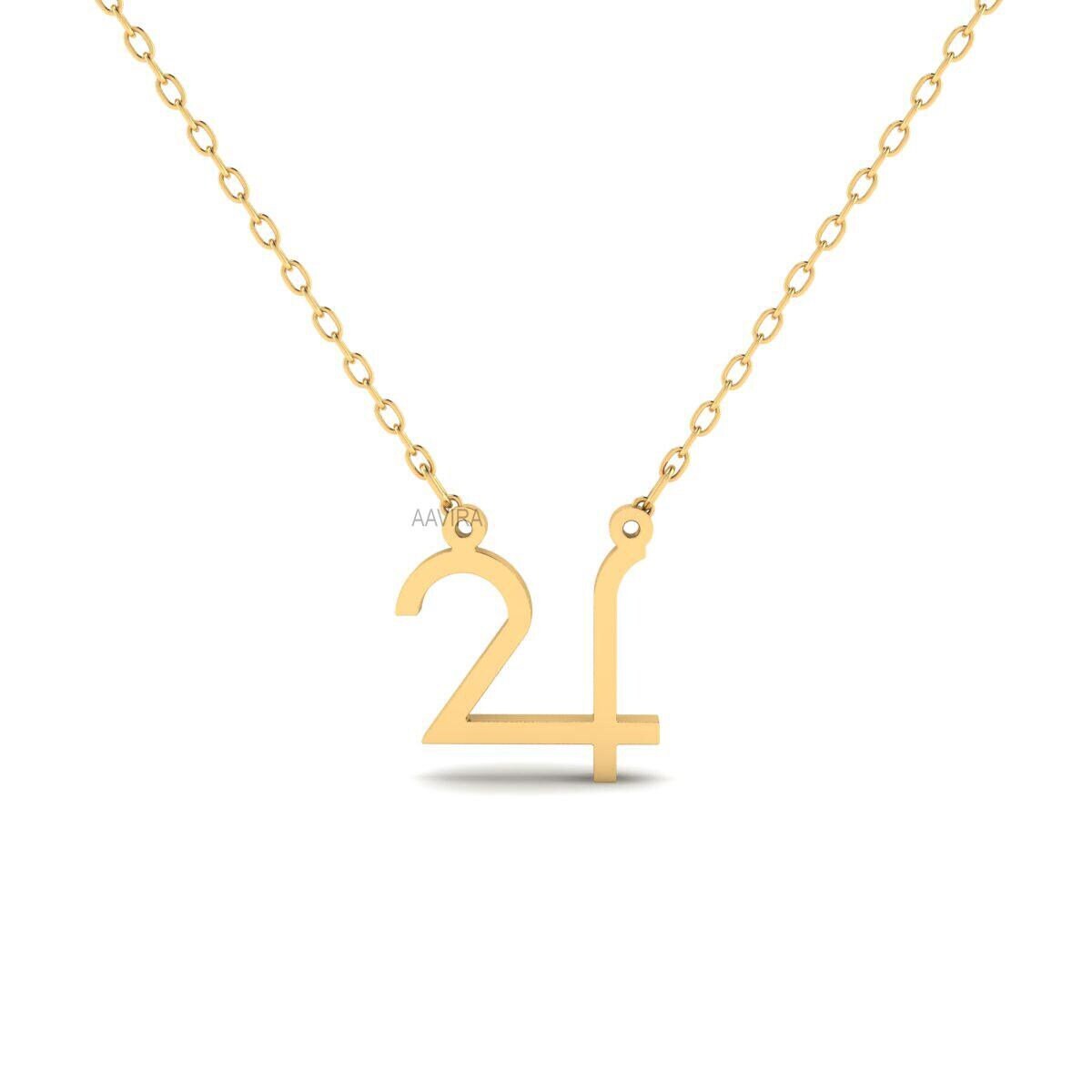 Personalized Number Necklace, Number Pendant Necklace, Birthday Gift, 24 Charm Pendant, Silver Number Necklace, 24 Number Pendant For Her