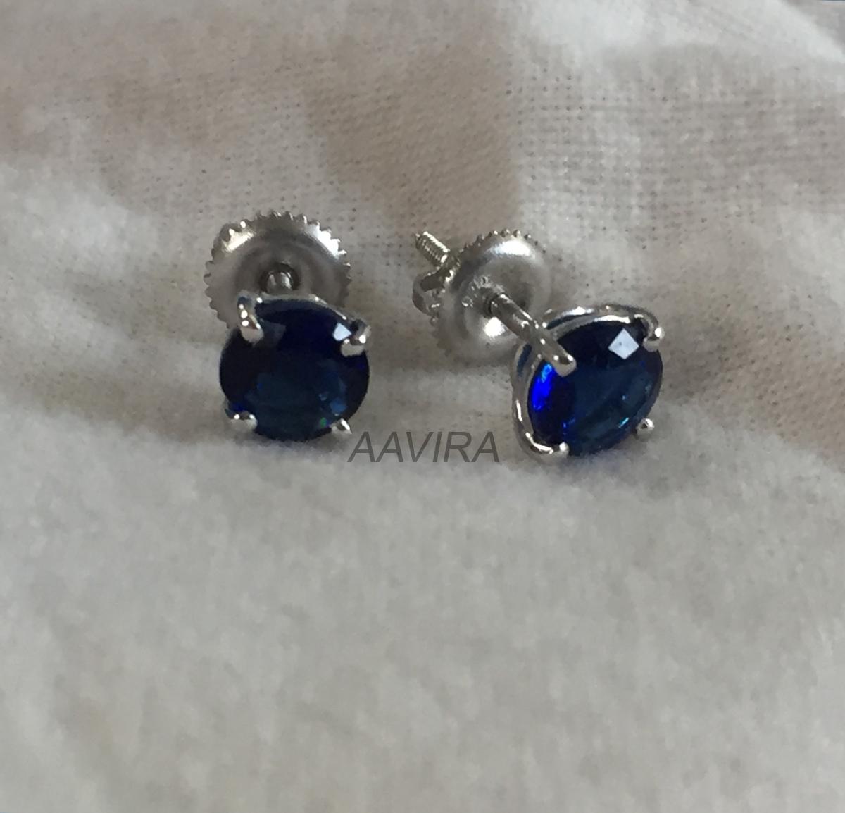 Sapphire Blue Gemstone Earrings, Daily Use Stud Earring, 925 Sterling Silver Screw Back Earrings, Gift For Her, Gift For Him, Prong Set Stud