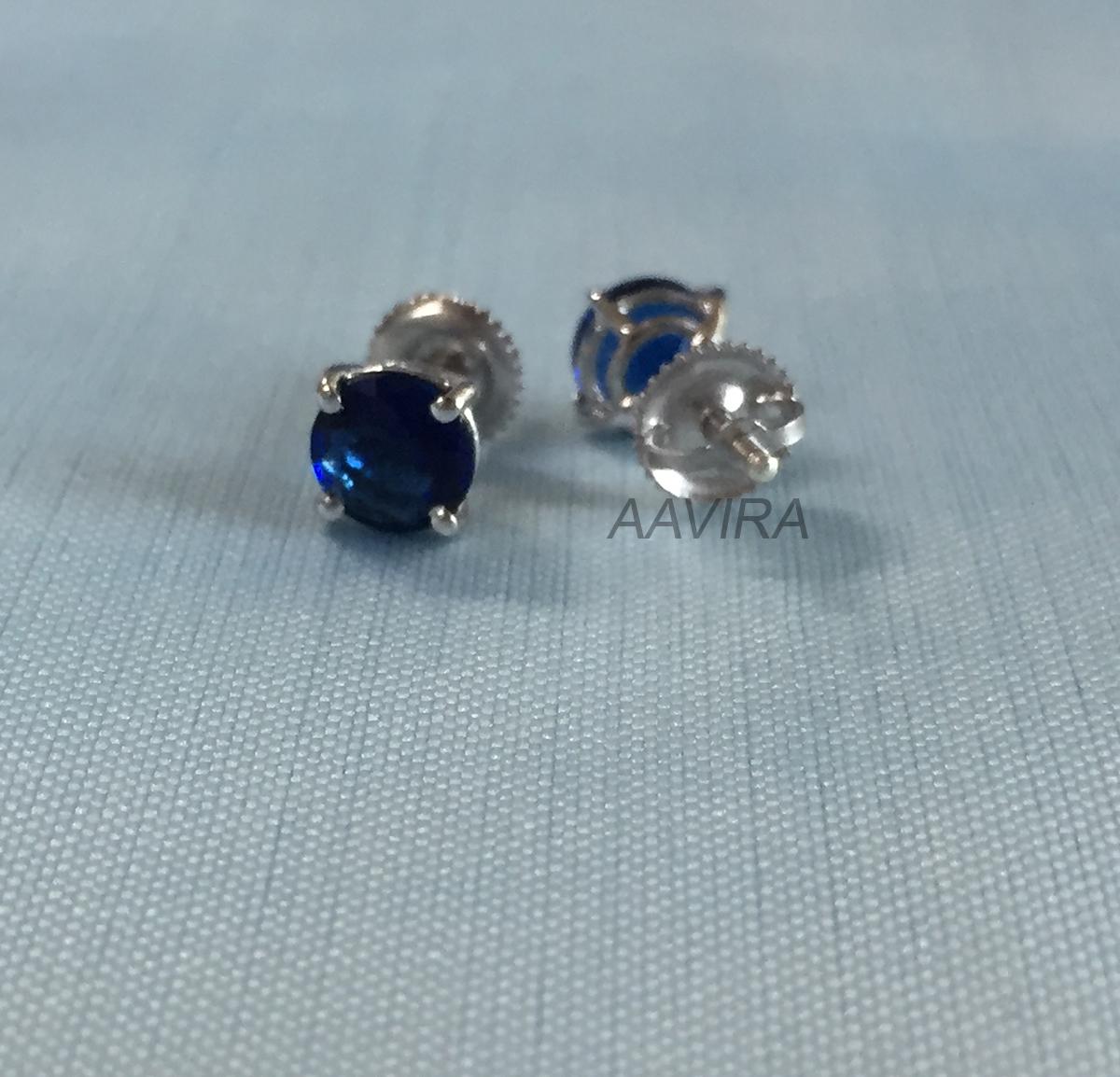 Sapphire Blue Gemstone Earrings, Daily Use Stud Earring, 925 Sterling Silver Screw Back Earrings, Gift For Her, Gift For Him, Prong Set Stud
