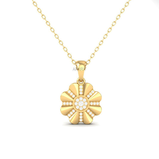 Floral Diamond Pendant Necklace, Charm Pendant, Trendy Flower Pendant, Dainty Pendant, Diamond Jewelry, Women's Diamond Pendant, Women Gifts