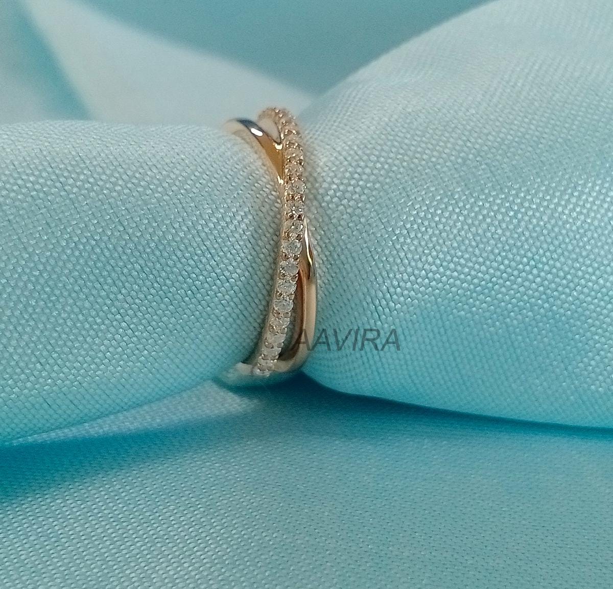 Criss Cross Moissanite Diamond ring, Crossover Eternity Ring, Twisted Rope Wedding Band, Stacking band, Statement Ring, Anniversary Gift,