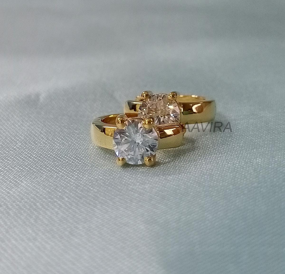 6MM Diamond Huggie Hoop Earrings, Moissanite Mini Hoops, Minimalist Earrings, Tiny Hoop Earrings, Diamond Huggies, Solitaire Earrings, Gifts