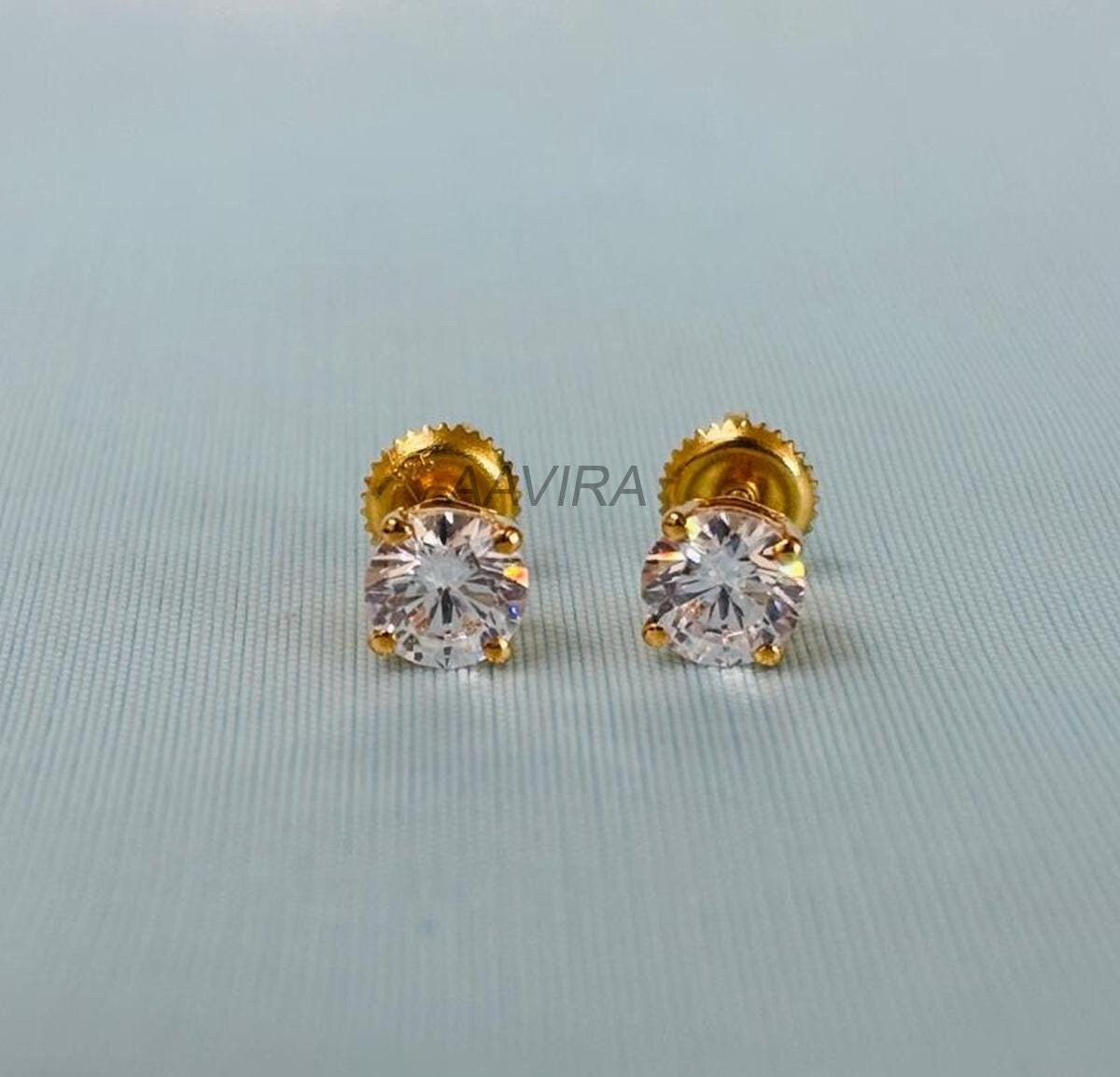Round Diamond Stud Earrings For Men/Women, Diamond Jewelry, Birthday Gift, Everyday Earrings, Handmade Earrings, Gift For Him, Everyday Stud
