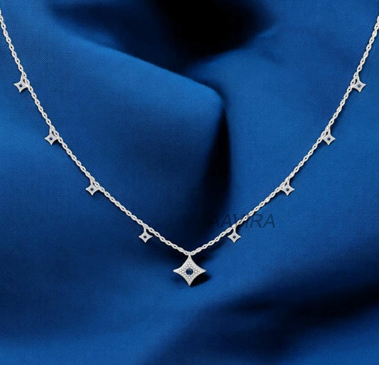 Blue Sapphire Necklace Pendant, Chain Necklace, Gemstone Necklace, Dainty Pendant, Necklace, Birthday Gift For Her, Women's Charm Necklace
