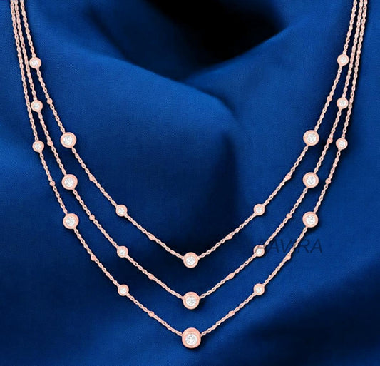 Sterling Silver Necklace, Beaded Necklace, Beaded Chain Necklace, Layering Necklace, Diamond Charm Necklace, Gift For Her,