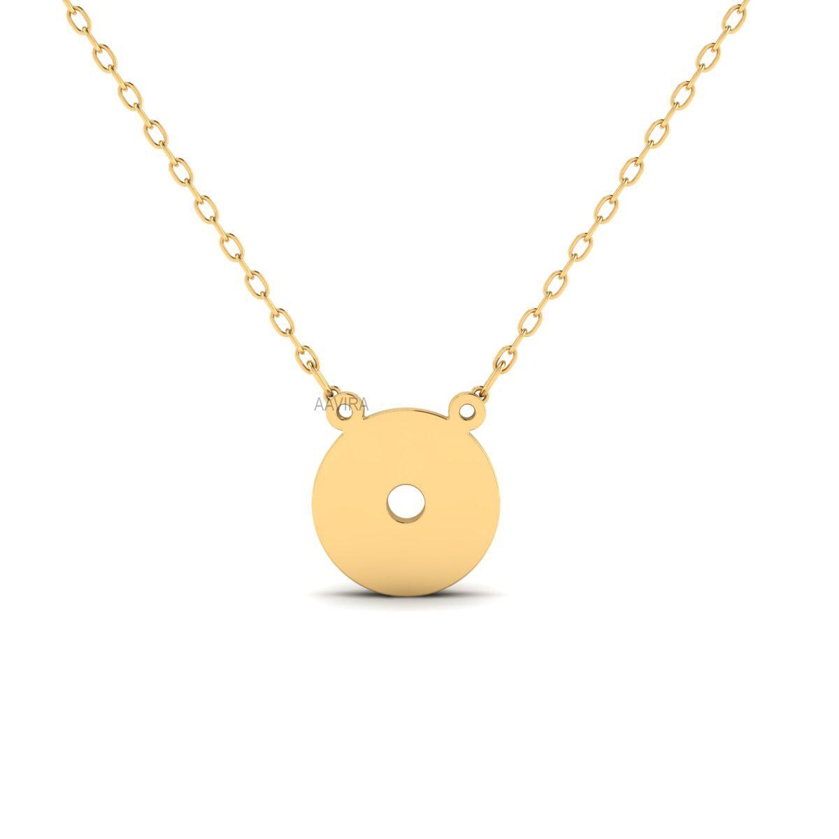 Round Sterling Silver Pendant For Women, Round Ring Pendant, 14k Yellow Gold Plated Chain Pendant, Women's Gift, Unique Disk Pendant, Gifts