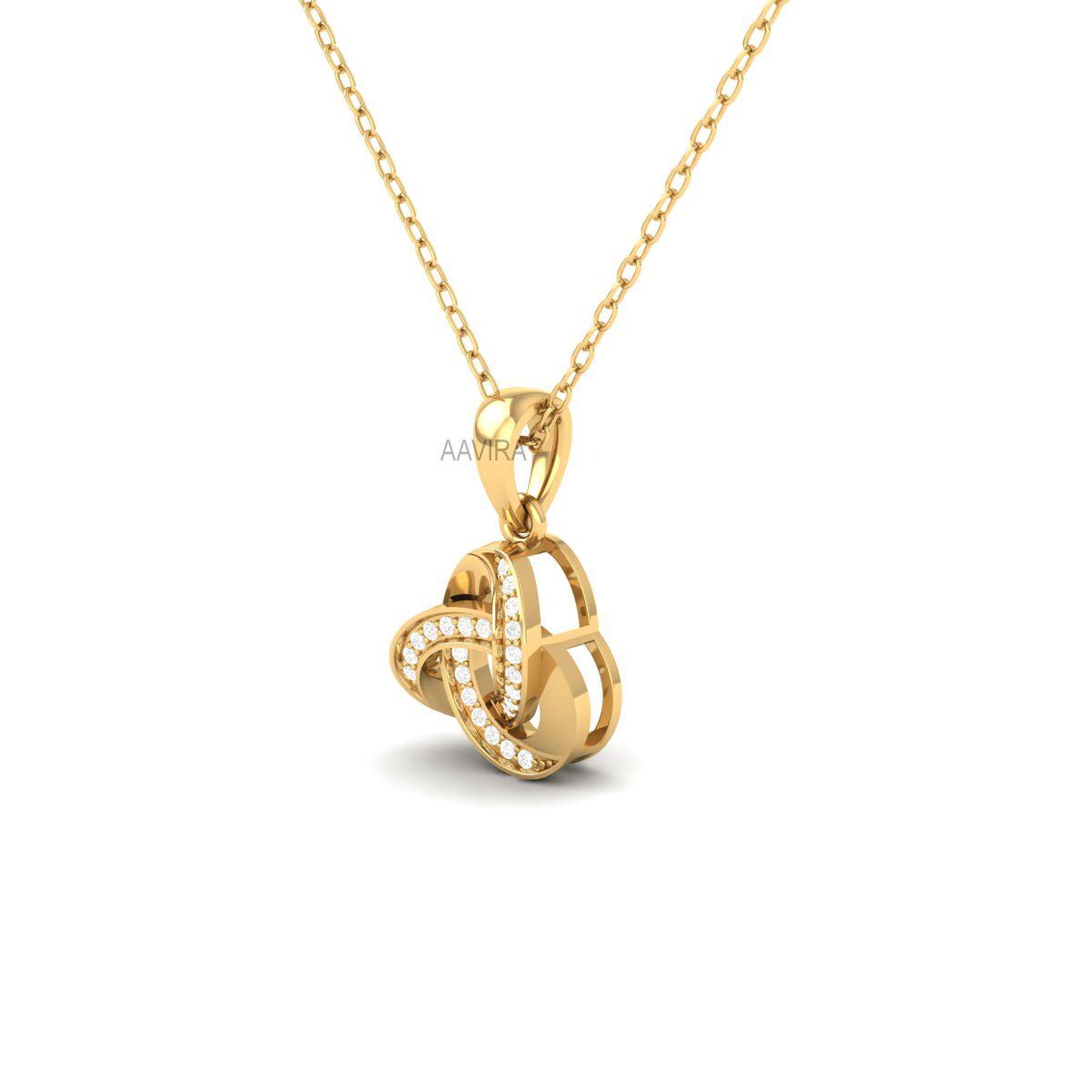 Forever Love Pendant, 14k Yellow Gold Trinity Pendant Necklace, Infinity Necklace, Knot Pendant, Diamond Triangle Pendant, Pendant For Her