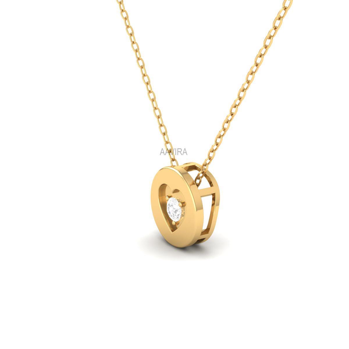 Solitaire Heart Pendant Necklace, Daily Wear Heart Pendant, Round Moissanite Diamond Heart Necklace, Gift For Her, Heart Shape Women Pendant