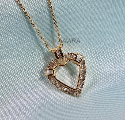 Heart Jewelry, Tapper Diamond Heart Pendant Necklace, 14k Yellow Gold Chain Pendant, Heart Love Gift, Gift For Mom, Special Occasion Gift