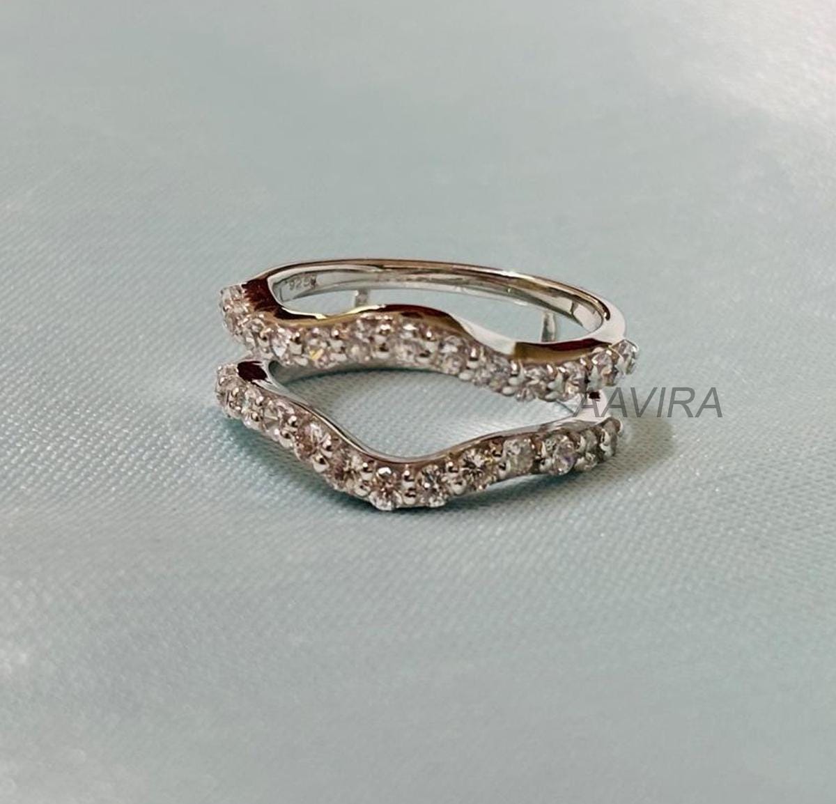 Wedding Wrap Guard Enhancer Ring, Round Diamond Enhancer Ring, Wedding Band, Women's Enhancer Band Ring, 925 Sterling Silver Band Ring Gifts