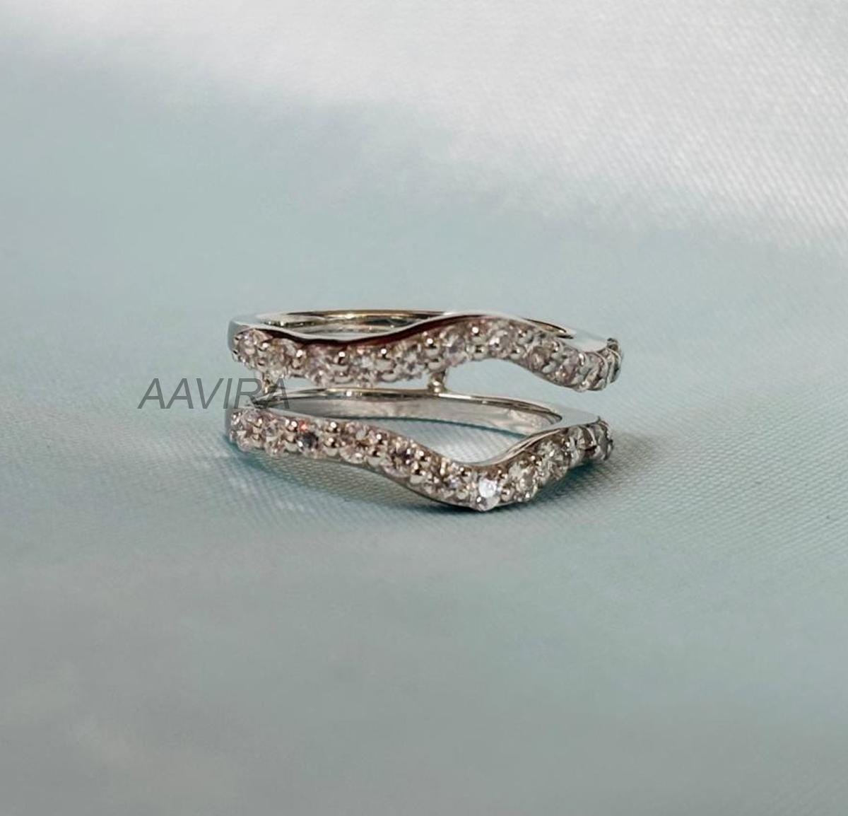 Wedding Wrap Guard Enhancer Ring, Round Diamond Enhancer Ring, Wedding Band, Women's Enhancer Band Ring, 925 Sterling Silver Band Ring Gifts