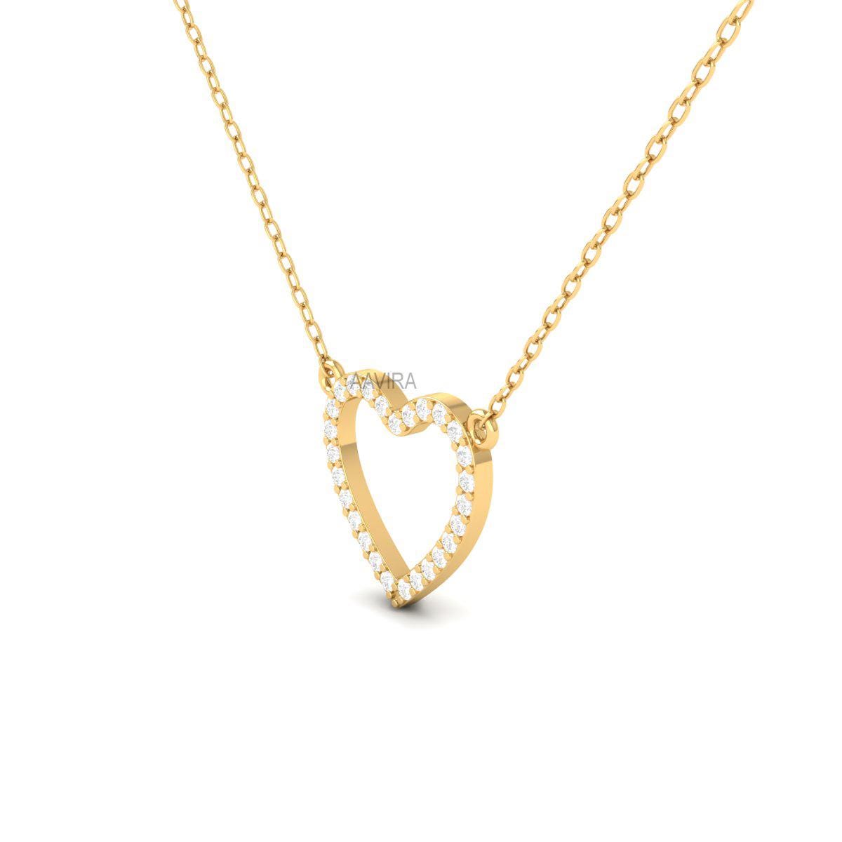 Moissanite Diamond Pendant, Delicate Heart Pendant, Moissanite Chain Pendant, Heart Shape Pendant, 14k Yellow Gold Heart Pendant For Her