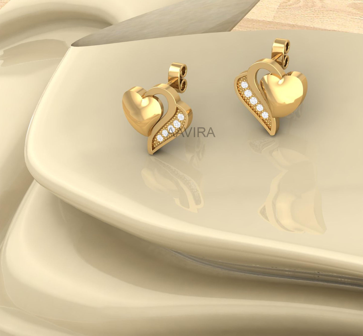 Heart Shape Diamond Stud Earrings, Everyday Stud Earrings, Heart Love Gift, Moissanite Diamond Stud Earring,  Handmade Jewelry, Gift For Mom