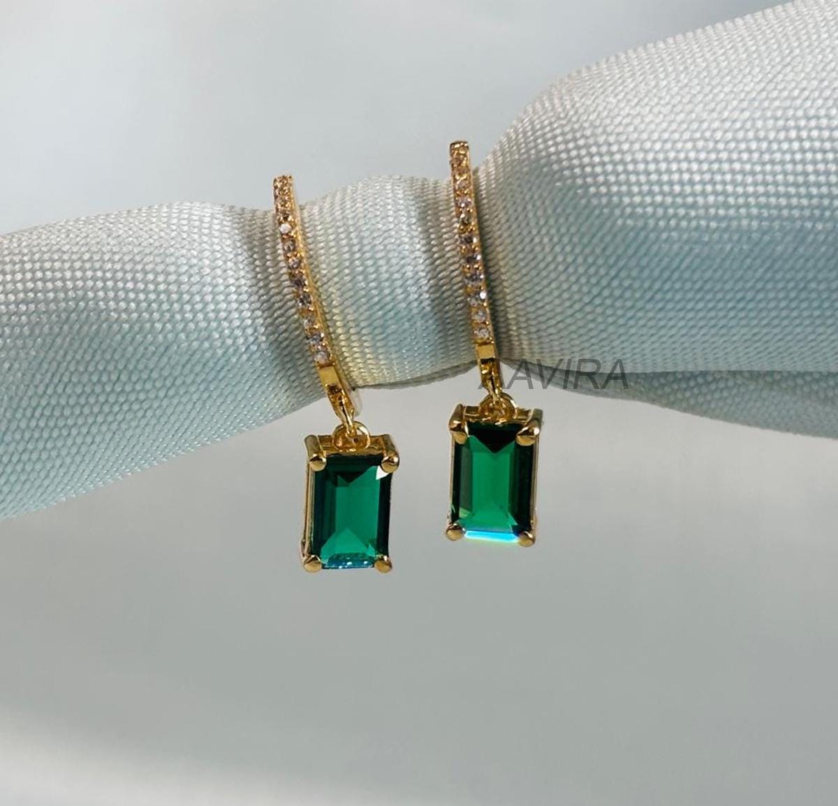 Green Emerald Drop Dangle Earrings, Emerald Earrings, Diamond Drop Dangle Earrings, Clip On Earring, Anniversary Gift, Birthday Gift For Her