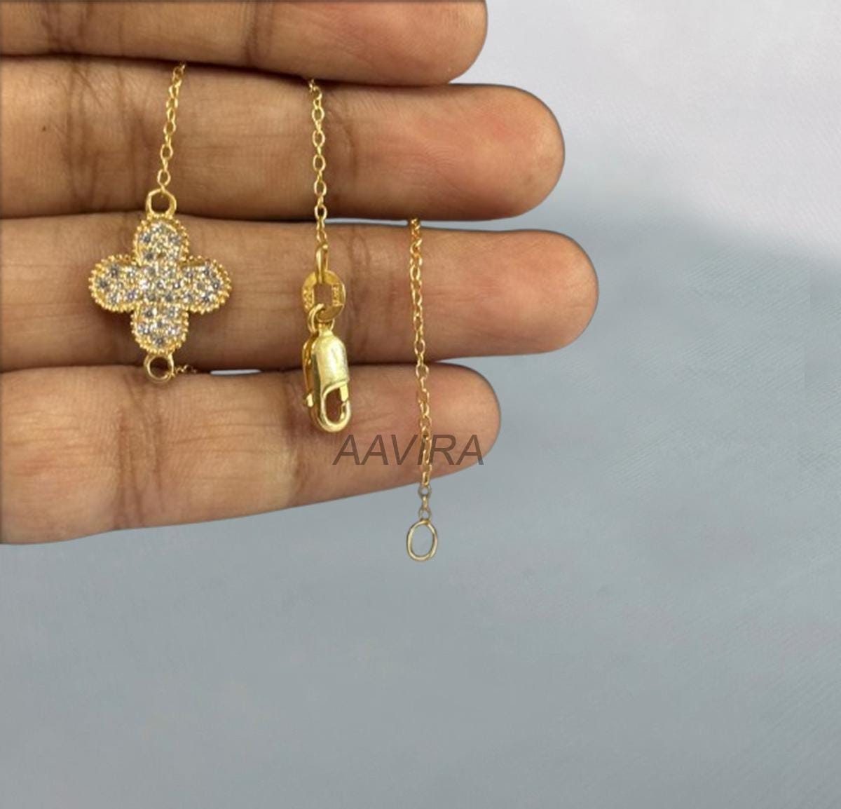 Floral Diamond Bracelet, Diamond Bracelet, Charm Bracelet, 14K Yellow Gold Plated, Diamond Bracelet For Women, Dainty Bracelet, Women's Gift