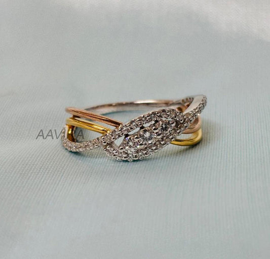 Gorgeous Engagement Diamond Ring, Three Color Ring, Bridal Ring, 14k White Yellow Rose Gold Plated Ring, Promise Ring Jewelry Gift For Women