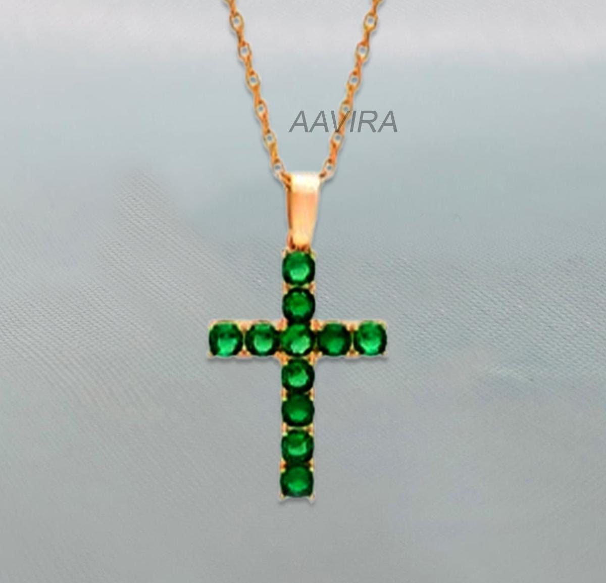 Dainty Blue Sapphire Cross Necklace, September Birthstone Pendant For Women, Anniversary Gift, London Blue Topaz Cross, Cross Jewelry Gift
