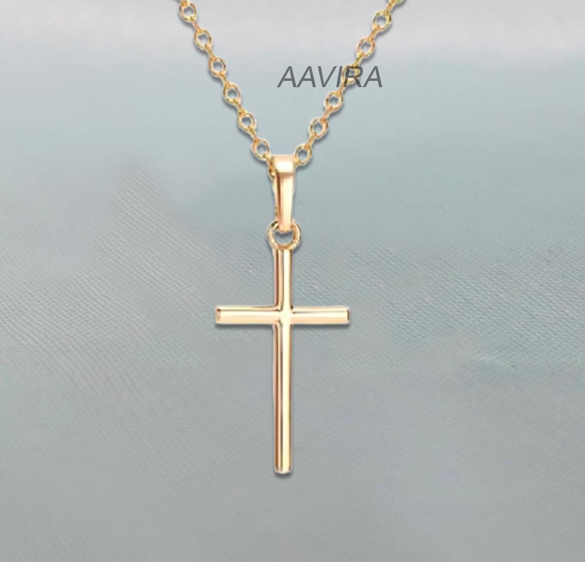 Cross Plain Necklace With Chain, Silver Cross Necklace, Religious Cross Necklace,  Women's Cross Necklace, Dainty Necklace, Gift For Her